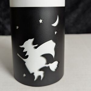 Black Metal Candle Surround Flying Witch & Moon
